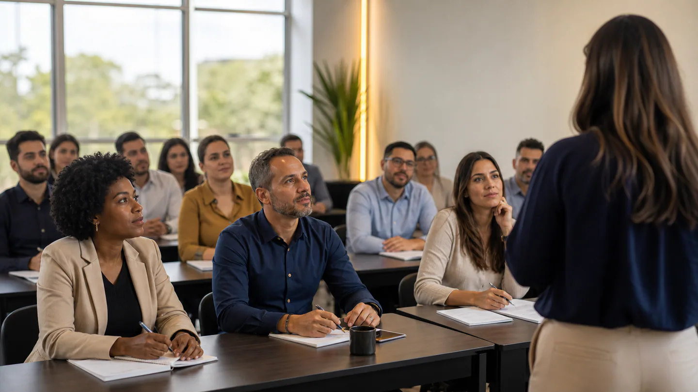 Cena que representa treinamento corporativo: como transformar desafios de pessoas em resultados sustentáveis